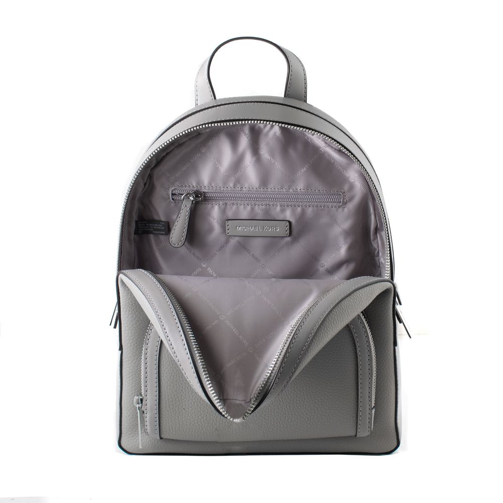 Michael Kors - Structured Pebbled Leather Backpack with Logo Plaque - Grey Michael Kors