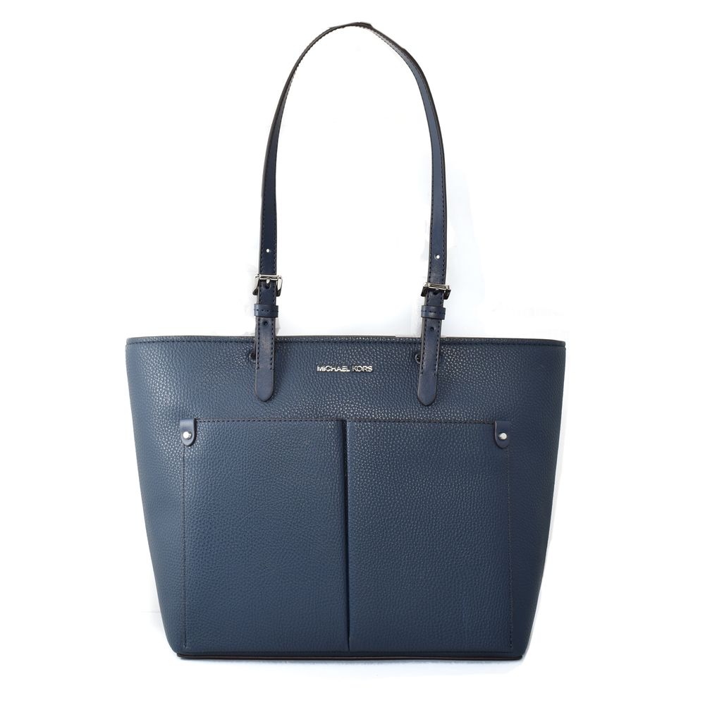 Michael Kors - Structured Textured Faux Leather Tote Bag - Navy Michael Kors
