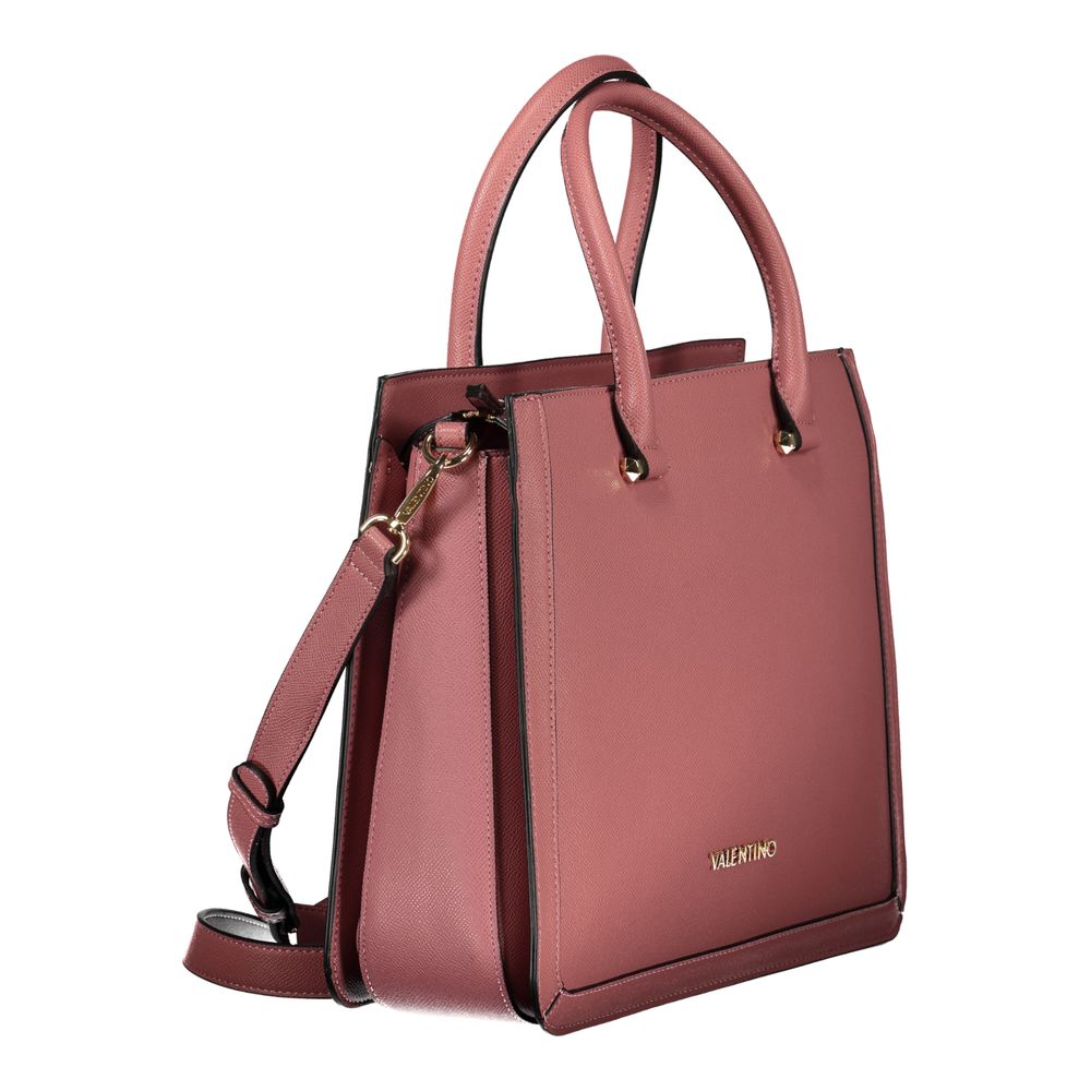 Valentino - Structured Textured PU Leather Top Handle Handbag - Pink Mario Valentino