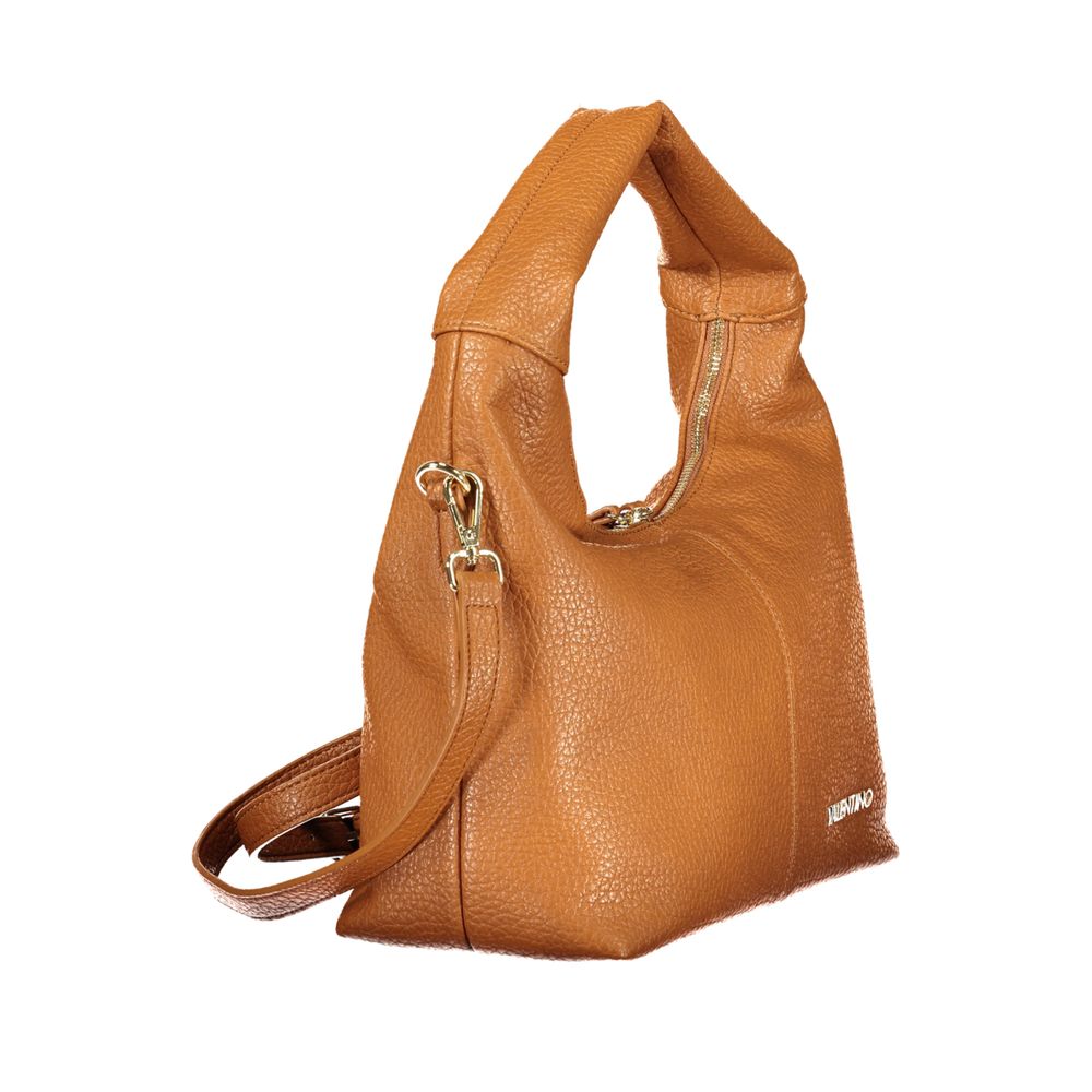 Valentino - Structured Pebbled Shoulder Bag - Brown Mario Valentino