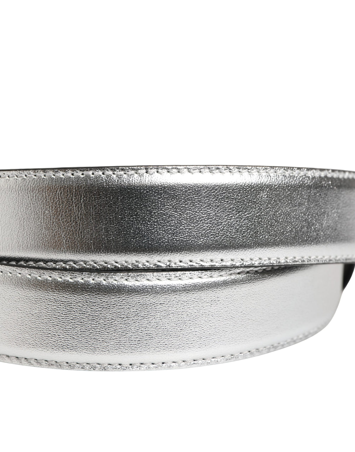 Moschino Couture - Bold Metallic Logo Genuine Leather Waist Belt - Silver Moschino Couture