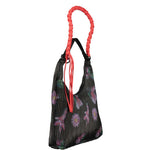 Desigual - Bold Pleated Floral Shoulder Bag With Braided Rope Handle - Black Multi Desigual