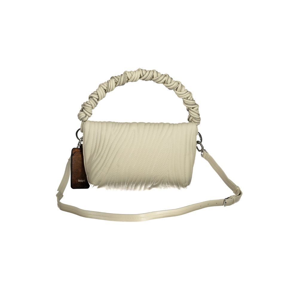 Desigual - Textured Braided Handle Quilted Shoulder Bag - Off White Desigual