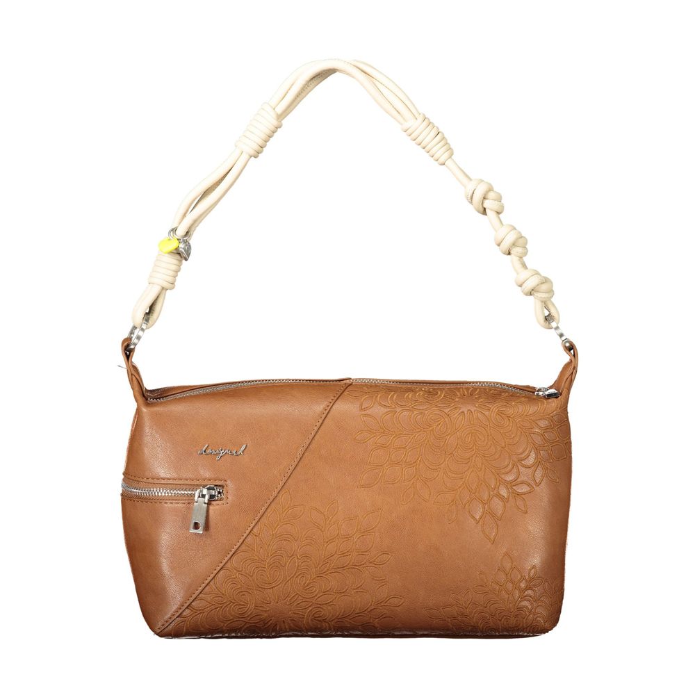 Desigual - Artistic Embossed Floral Knotted Handle Shoulder Bag - Brown Desigual