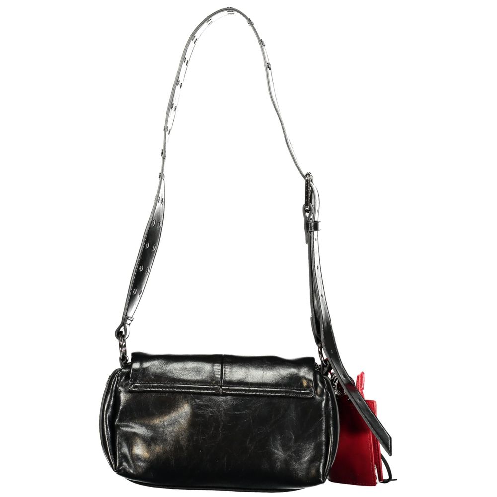 Desigual - Edgy PU Leather Shoulder Bag with Red Charm - Black Desigual