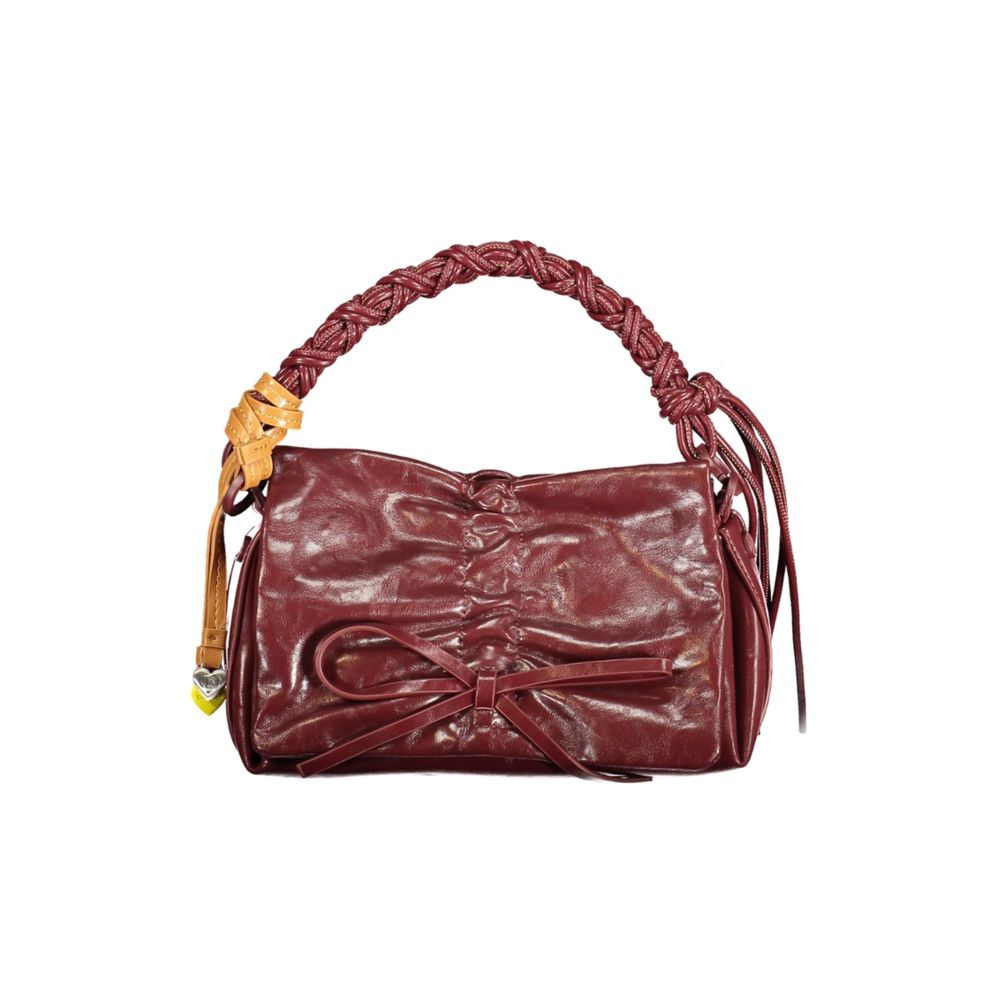 Desigual - Bold Glossy Braided Handle Mini Flap Bag - Burgundy Desigual