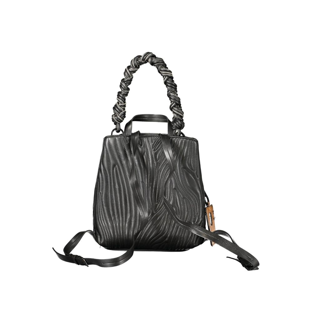 Desigual - Bold Textured Wave Mini Backpack with Twisted Handle - Black Desigual