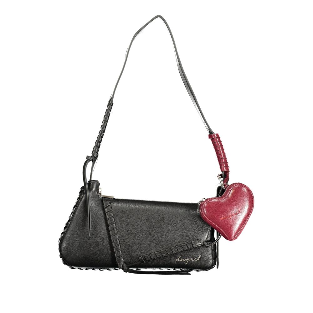 Desigual - Playful Polyethylene Shoulder Bag with Heart Charm - Black Desigual