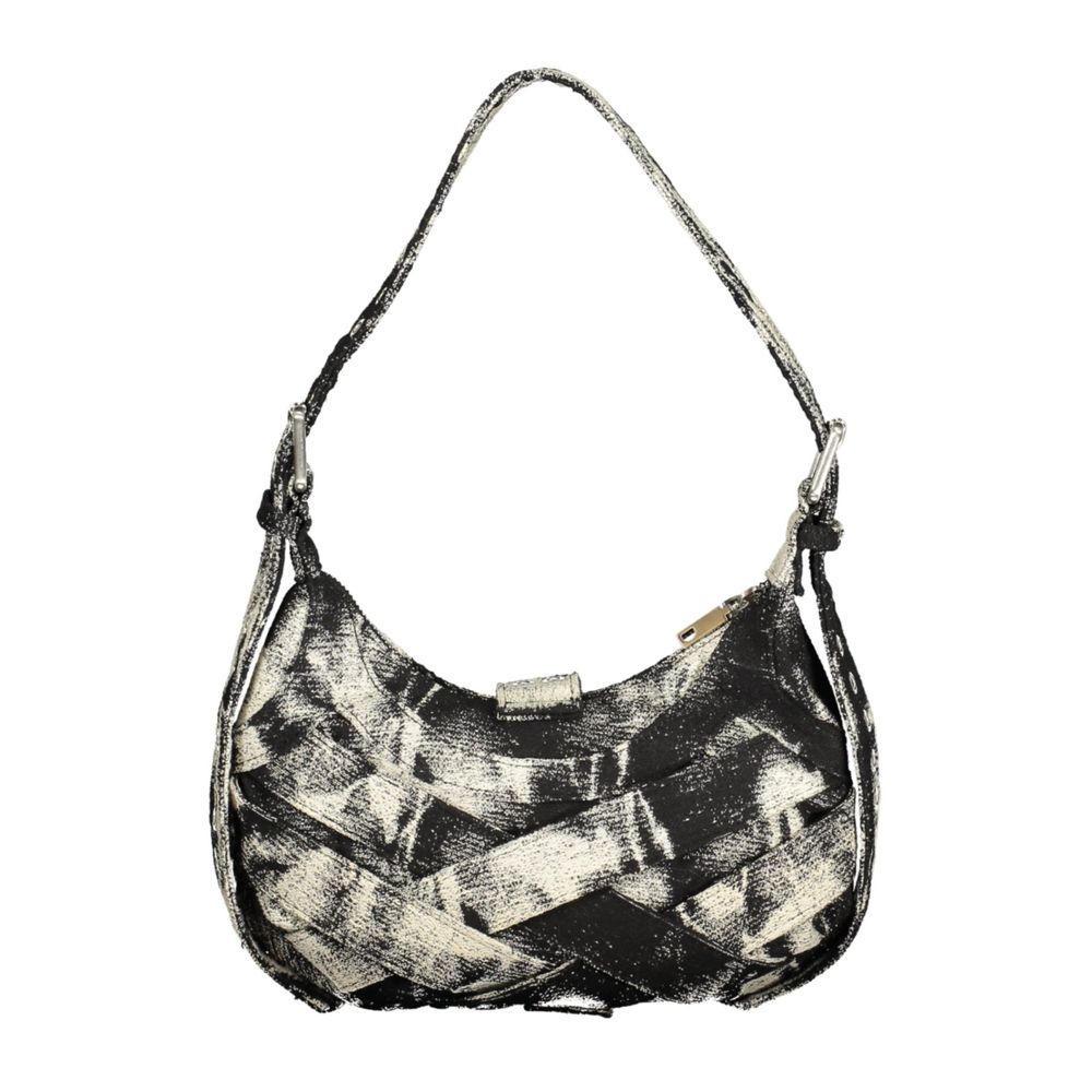 Desigual - Edgy Graphic Canvas Buckle Mini Shoulder Bag - Black White Desigual