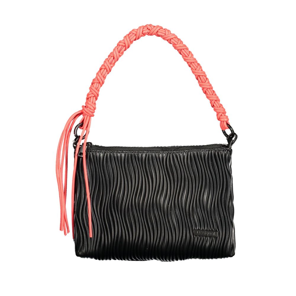 Desigual - Bold Braided Handle Textured Shoulder Bag - Black Coral Desigual