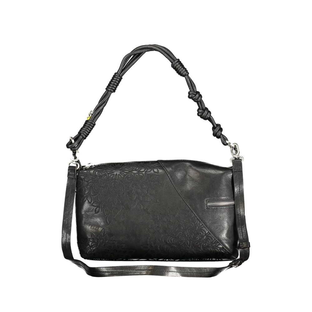 Desigual - Textured Knotted Handle Embossed Shoulder Bag - Black Desigual