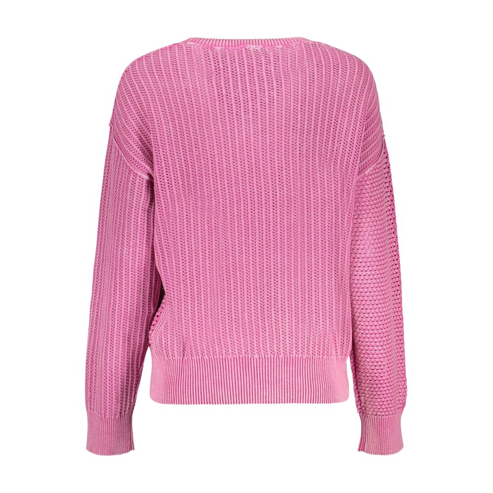 Desigual - Vibrant Textured Ribbed Knit Long Sleeve Sweater - Pink Desigual