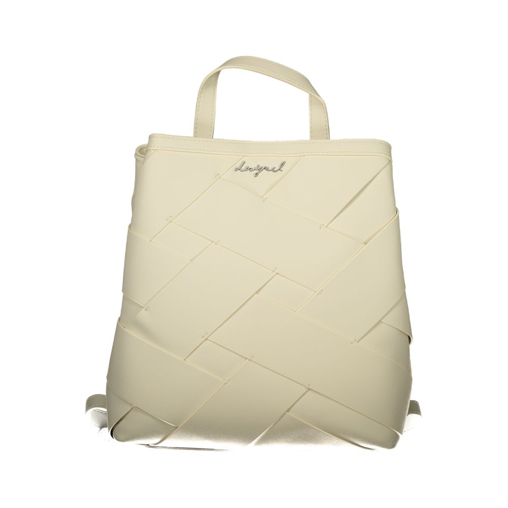 Desigual - Sleek Woven Texture PU Backpack - White Desigual