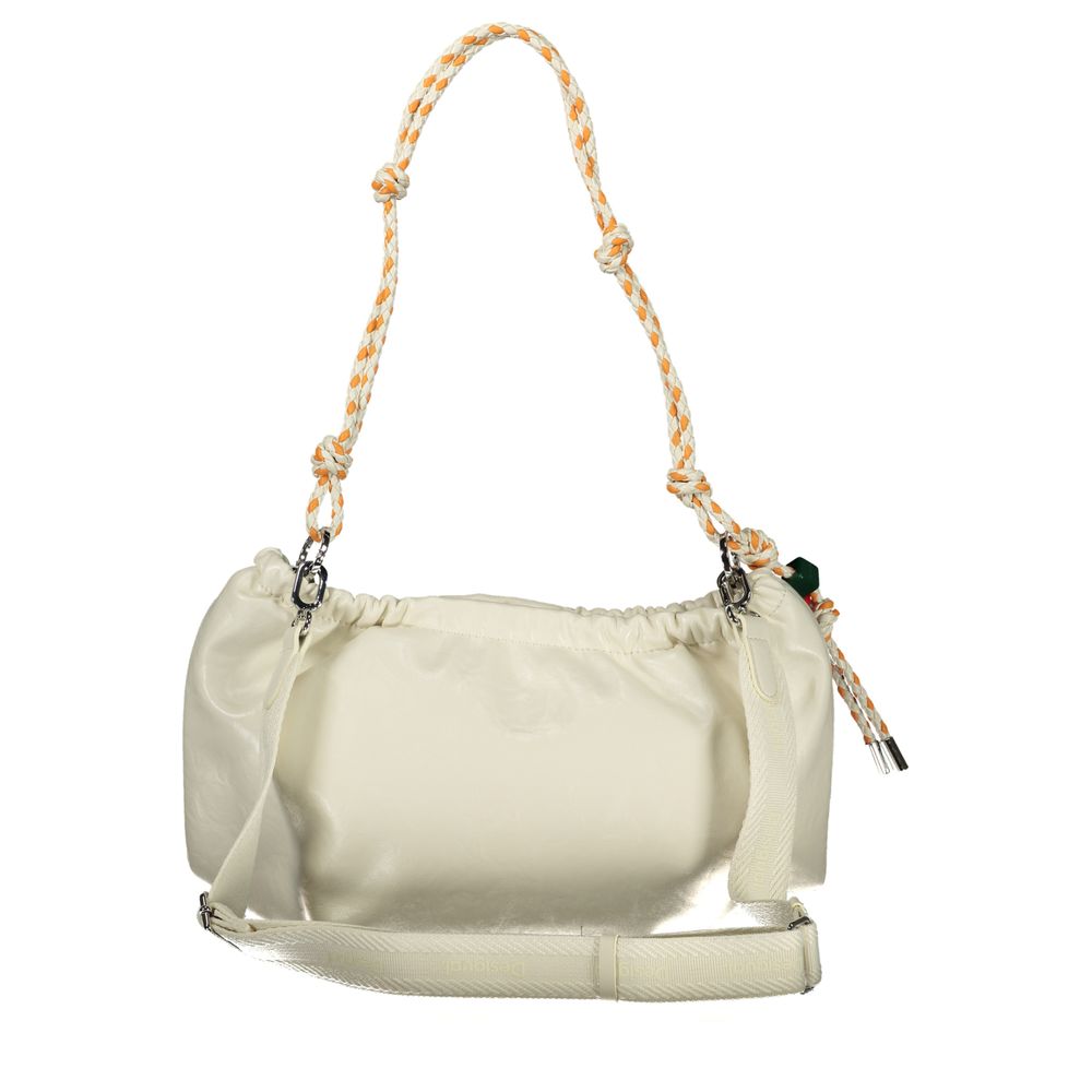 Desigual - Playful Glossy PU Shoulder Bag with Knotted Rope Handle - White Desigual
