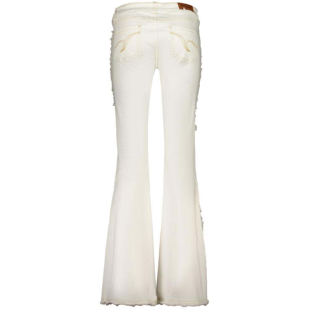 Desigual - Retro Raw Edge Cotton Flared Jeans - White Desigual