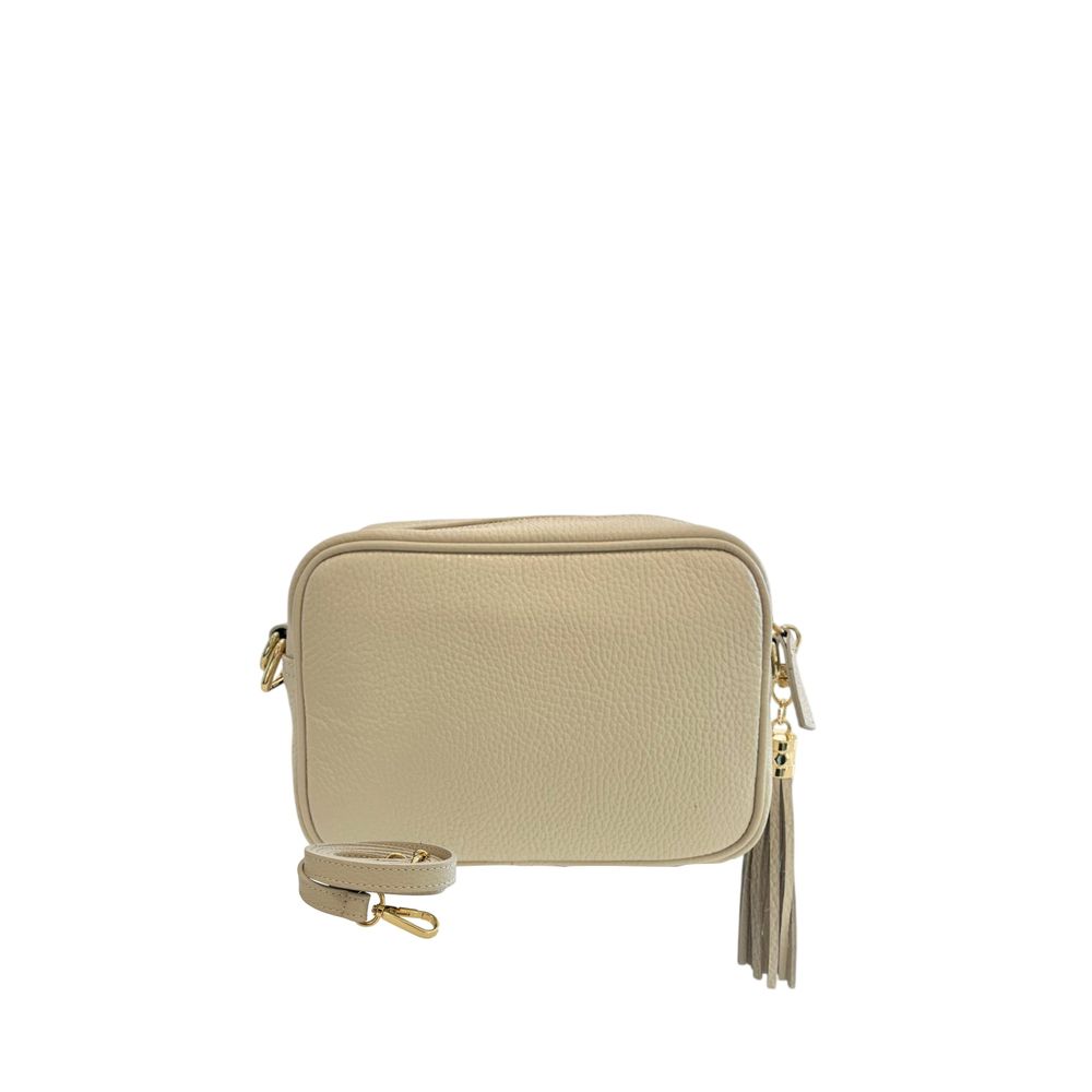 Baldinini Trend - Textured Cowhide Crossbody Bag with Fringe Tassel - Beige Baldinini Trend