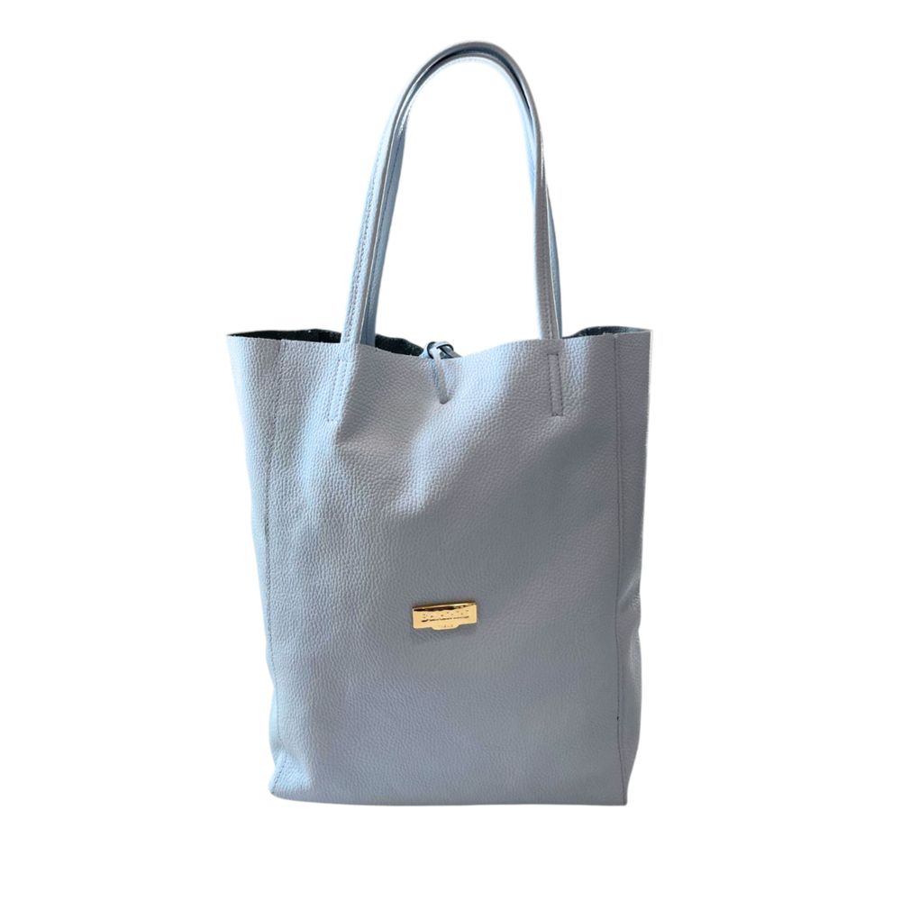 Baldinini Trend - Structured Blue Cowhide Shoulder Bag With Tie Closure - Blue Baldinini Trend