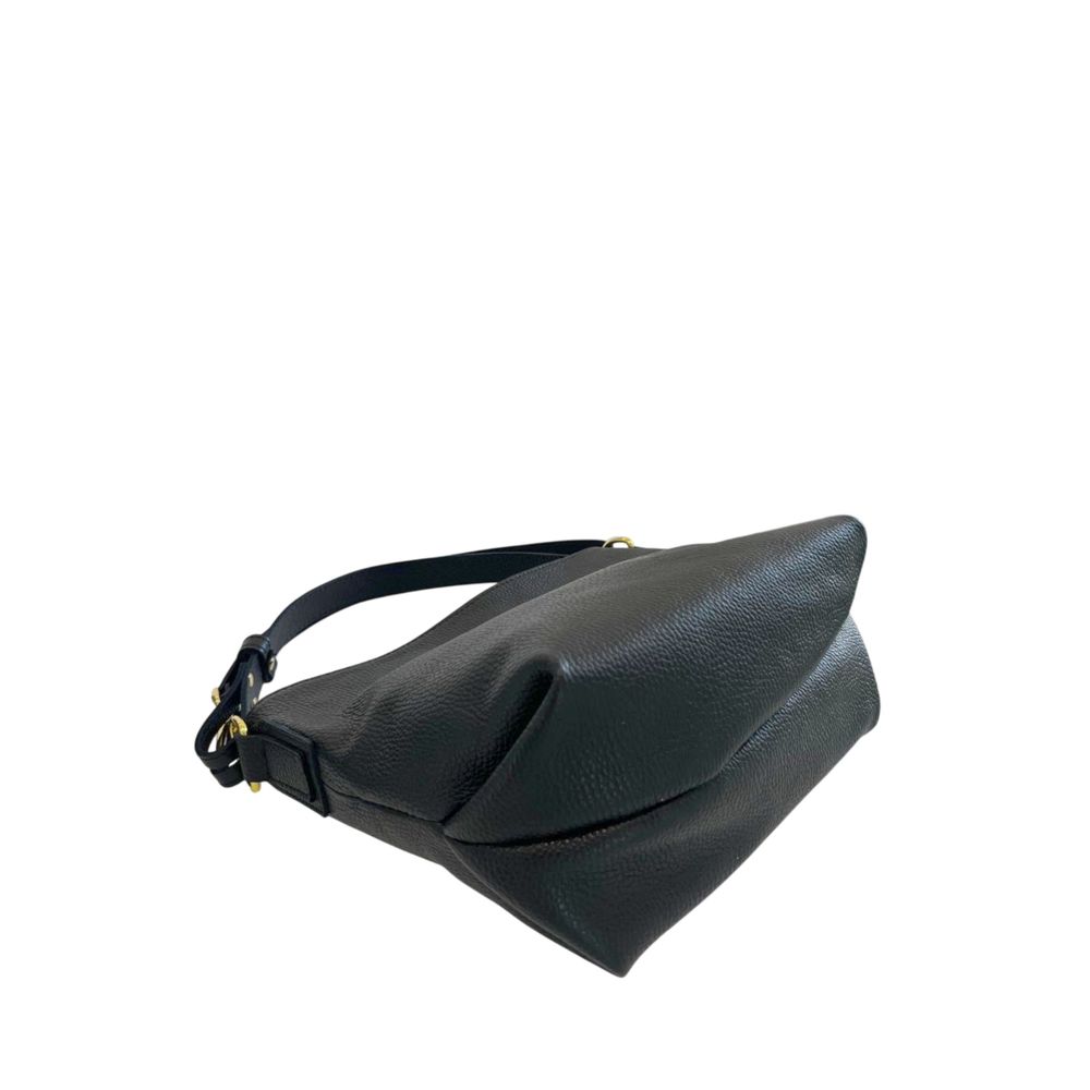 Baldinini Trend - Structured Textured Cowhide Shoulder Bag with Gold Hardware - Black Baldinini Trend