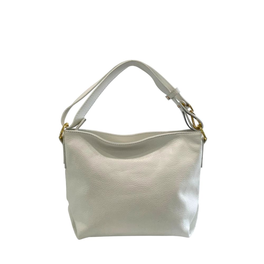 Baldinini Trend - Polished Textured Cowhide Shoulder Bag with Gold Hardware - White Baldinini Trend