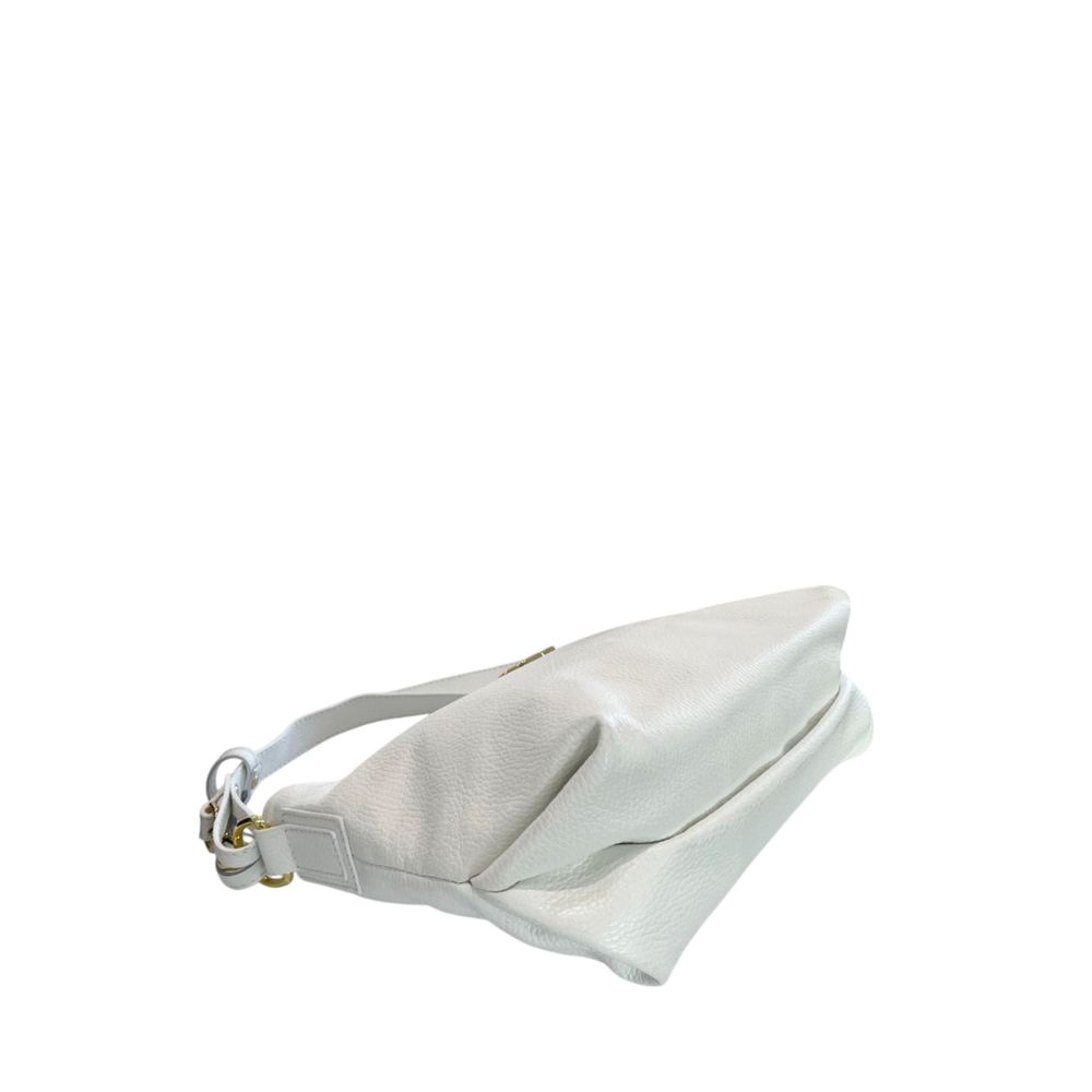 Baldinini Trend - Polished Textured Cowhide Shoulder Bag with Gold Hardware - White Baldinini Trend