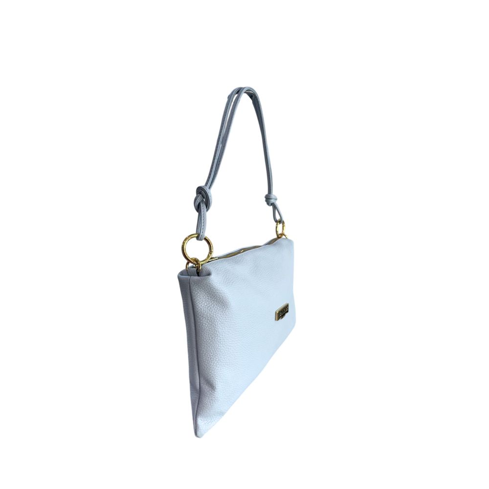 Baldinini Trend - Sleek Blue Cowhide Clutch Bag With Gold Hardware - Blue Baldinini Trend