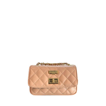 Baldinini Trend - Elegant Quilted Leather Mini Chain Crossbody Bag - Beige Baldinini Trend