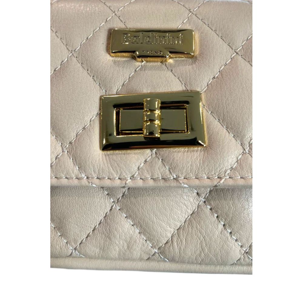 Baldinini Trend - Elegant Quilted Cowhide Mini Crossbody Bag - Beige Baldinini Trend