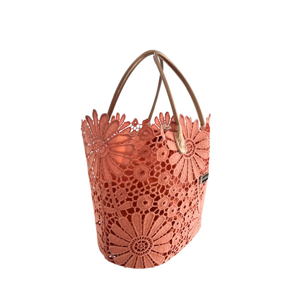 Baldinini Trend - Romantic Floral Openwork Basket Handbag - Pink Baldinini Trend