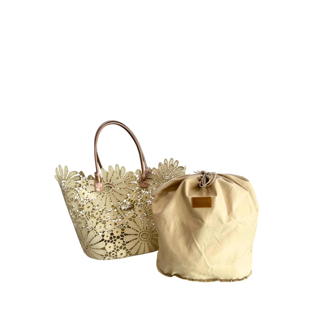 Baldinini Trend - Sculptural Floral Openwork Basket Handbag - Beige Baldinini Trend