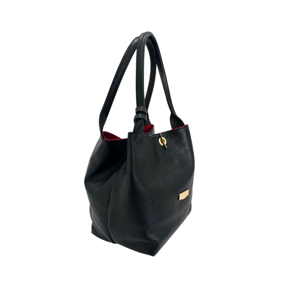 Baldinini Trend - Soft Pebbled Leather Structured Shoulder Bag - Black Baldinini Trend