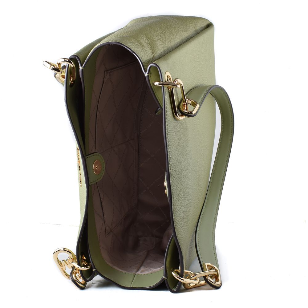 Michael Kors - Sophisticated Chain Link Textured Leather Shoulder Bag - Sage Green Michael Kors