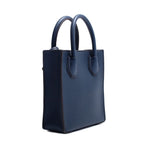 Michael Kors - Polished Structured Mini Top Handle Tote Bag - Navy Blue Michael Kors