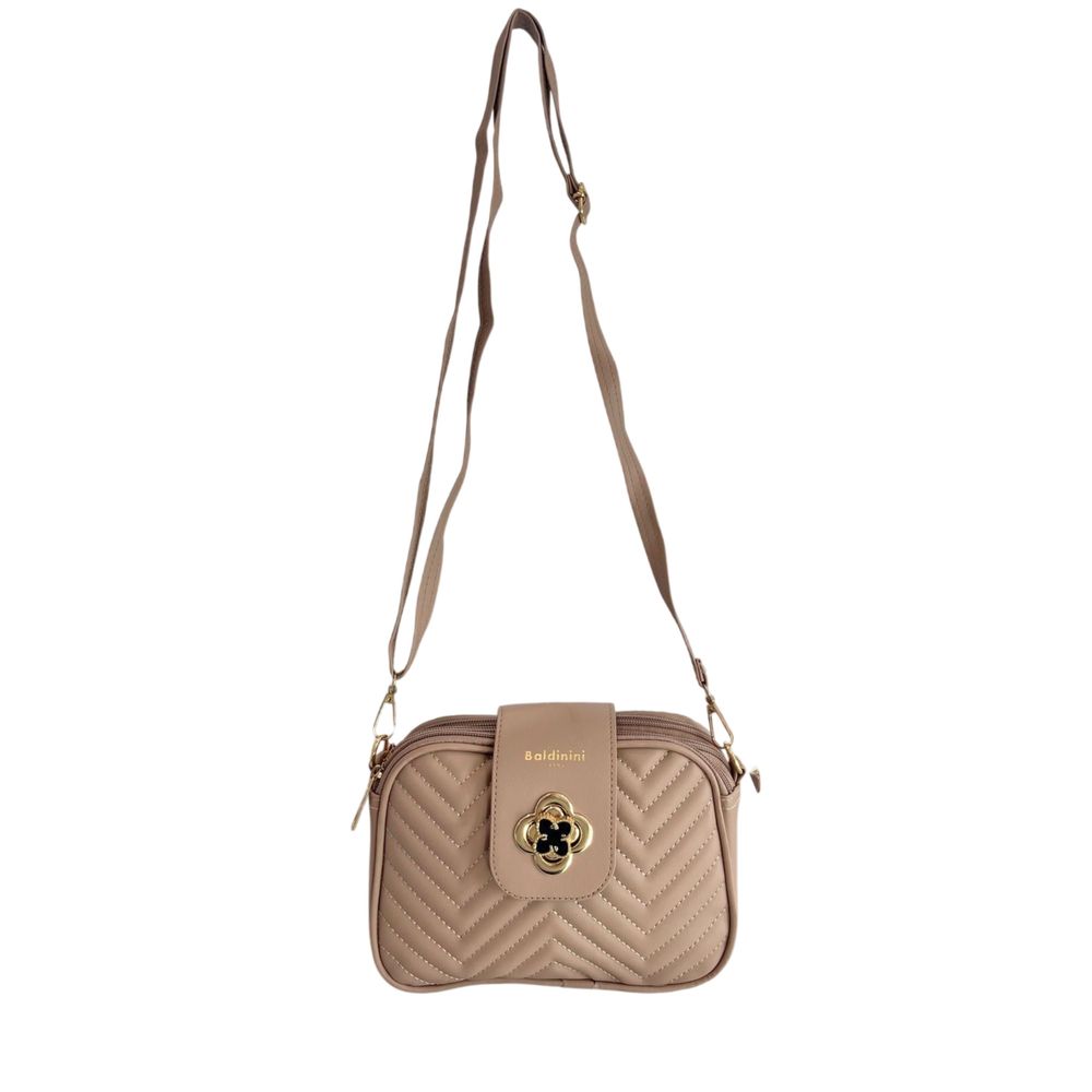 Baldinini Trend - Chic Quilted Chevron Crossbody Bag - Beige Baldinini Trend