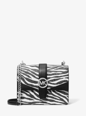 Michael Kors - Bold Zebra Print Coated PVC Crossbody Chain Bag - Black White Zebra Michael Kors