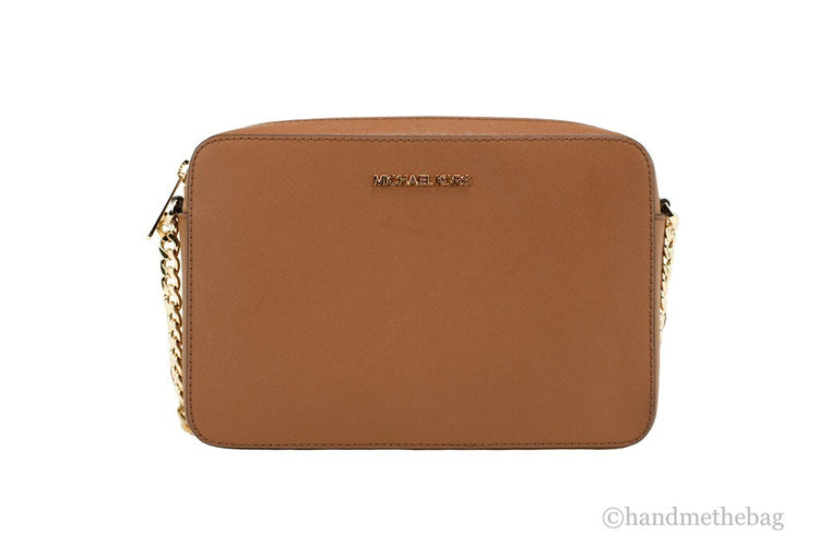 Michael Kors - Polished Saffiano Leather Structured Crossbody Bag - Luggage Michael Kors