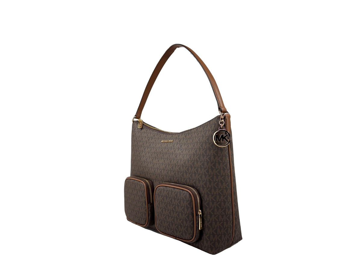 Michael Kors - Polished Logo Print Large Cargo Shoulder Bag - Brown Michael Kors