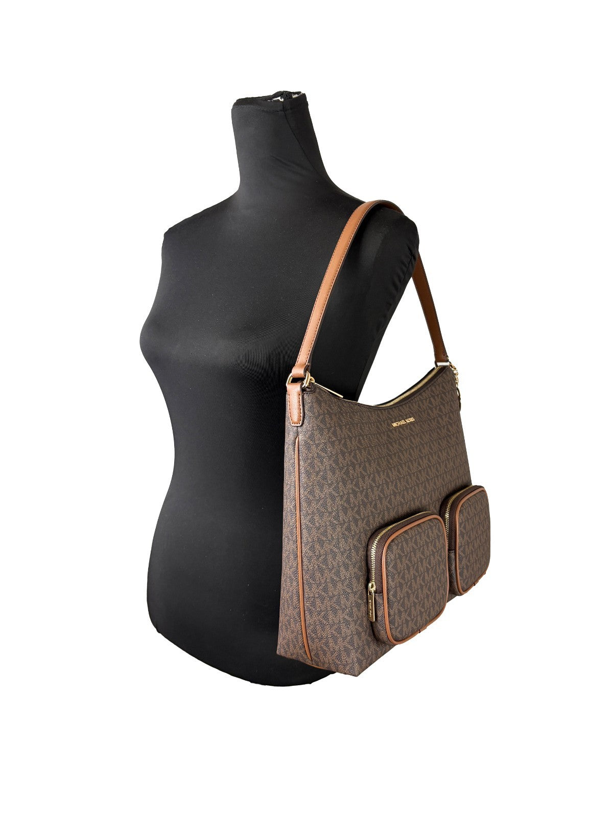 Michael Kors - Polished Logo Print Large Cargo Shoulder Bag - Brown Michael Kors