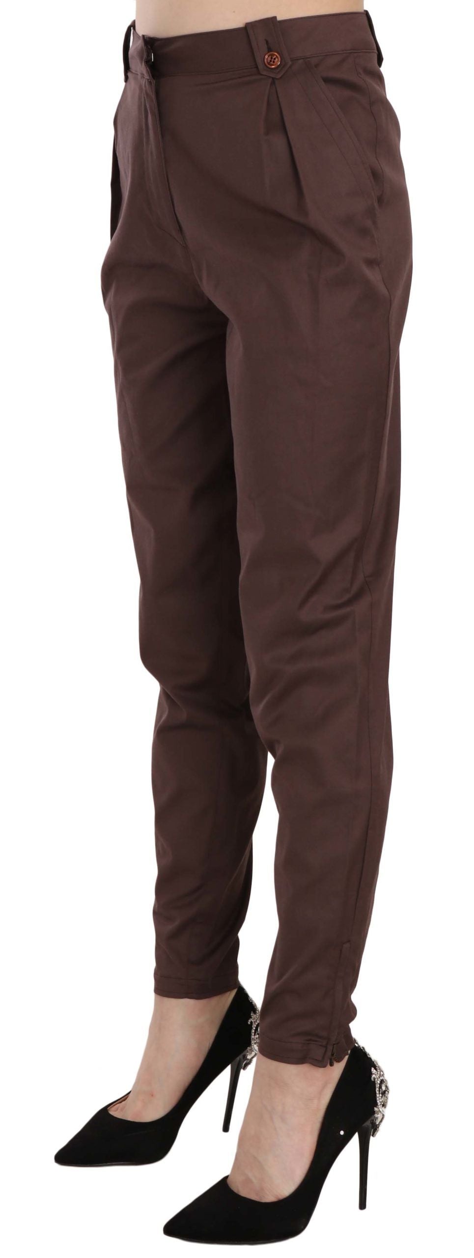 Just Cavalli - Sophisticated High Waist Tapered Formal Trousers - Brown Just Cavalli