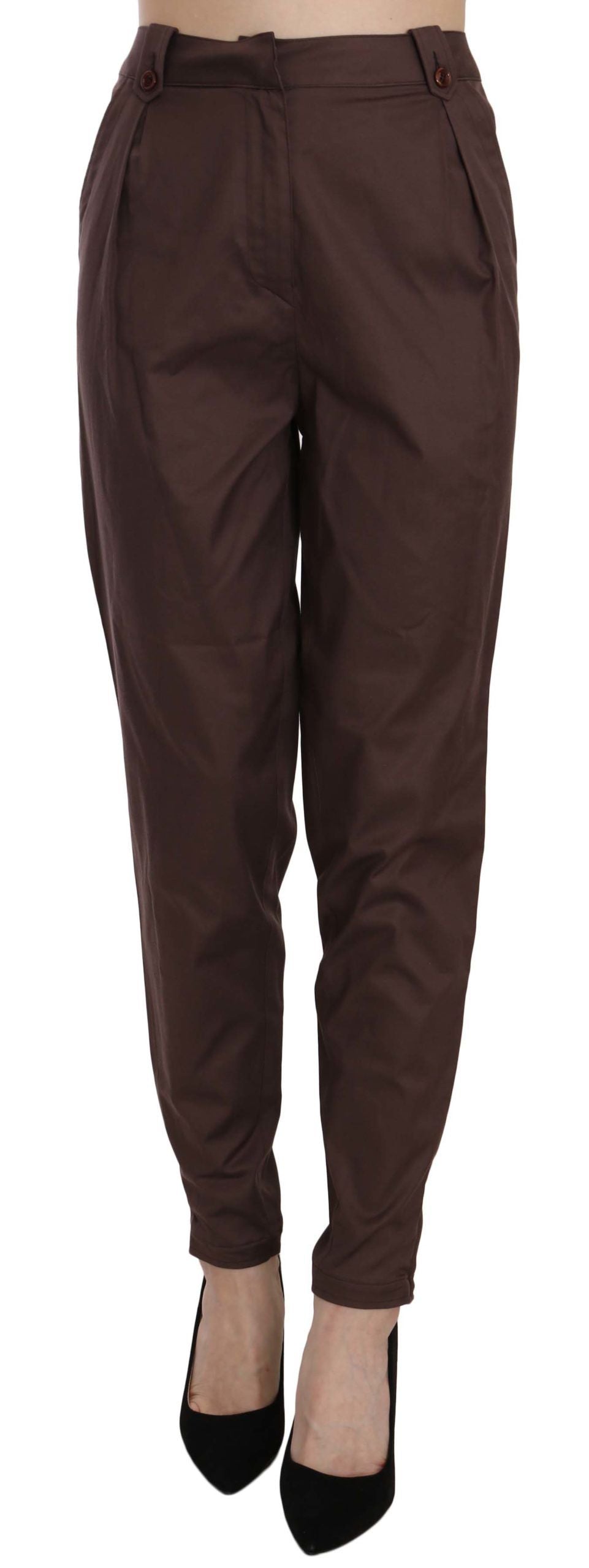 Just Cavalli - Sophisticated High Waist Tapered Formal Trousers - Brown Just Cavalli