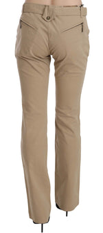 Just Cavalli - Polished Cotton Straight Leg Trousers - Beige Just Cavalli