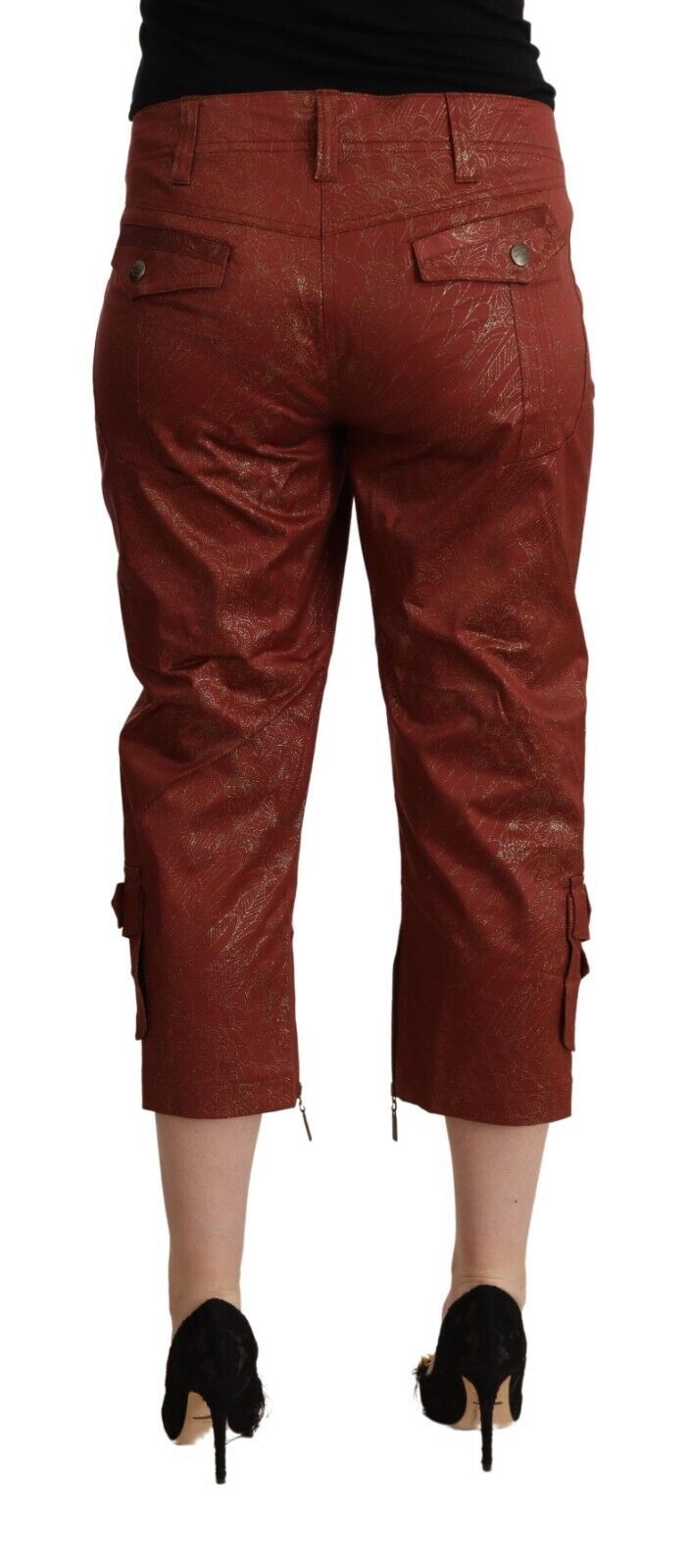 Just Cavalli - Sophisticated Lurex Mid-Waist Cropped Capri Pants - Brown Just Cavalli