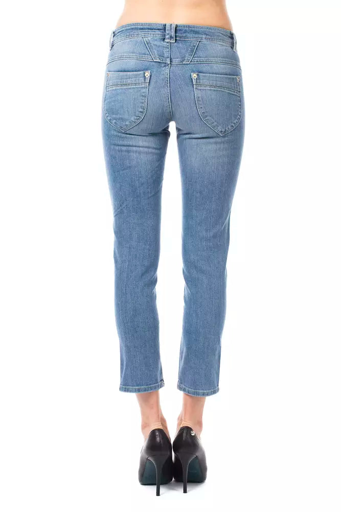 Ungaro Fever - Slim Straight Leg Capri Jeans With Button Detail - Light Blue Ungaro Fever