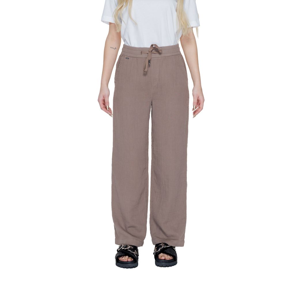 Street One - Effortless Cotton Wide Leg Palazzo Pants - Brown Street One