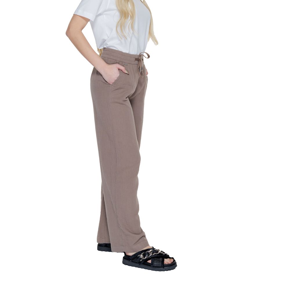 Street One - Effortless Cotton Wide Leg Palazzo Pants - Brown Street One