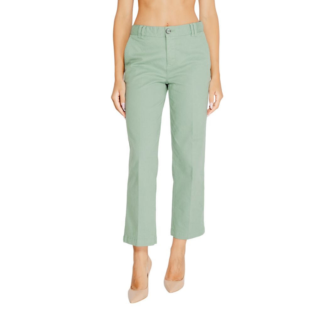 Street One - Elegant Straight Leg Cotton Twill Trousers - Turquoise Street One