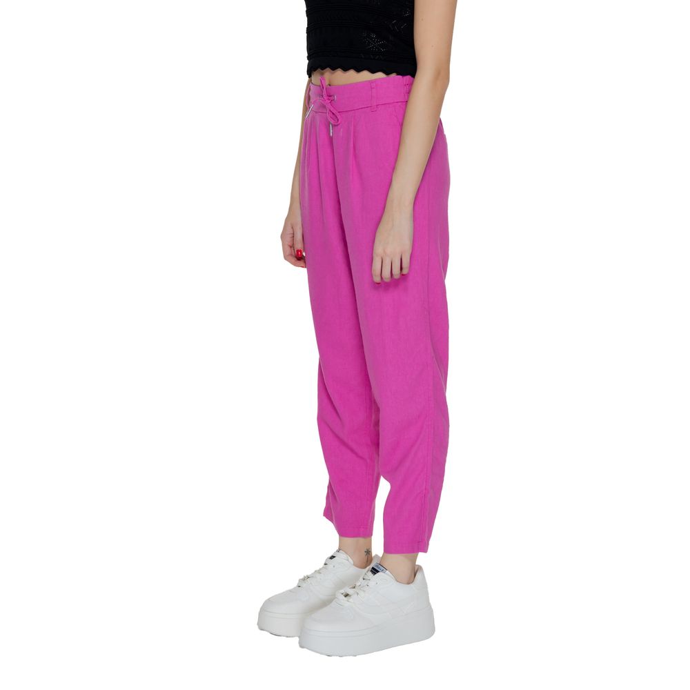 Only - Effortless Linen Blend Pleated Trousers - Pink Only