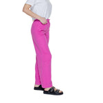 Only - Effortless Linen-Blend Wide Leg Palazzo Trousers - Pink Only