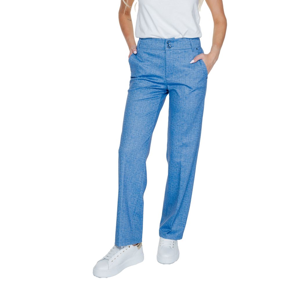 Street One - Contemporary Wide Leg Palazzo Trousers - Blue Street One