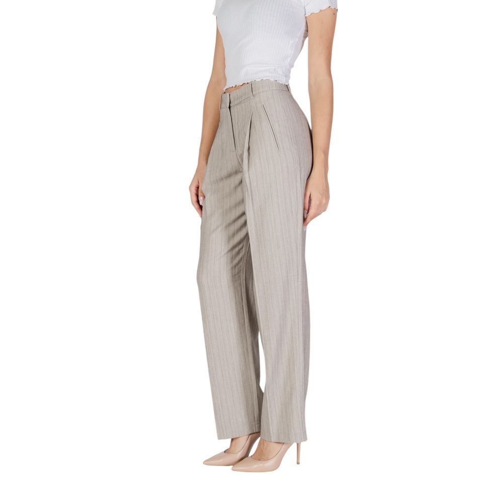 Vero Moda - Sophisticated Herringbone Wide Leg Tailored Trousers - Grey Vero Moda