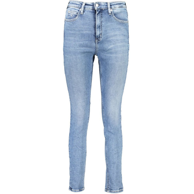Calvin Klein - Chic High-Rise Skinny Jeans with Logo Detail - Light Blue Calvin Klein